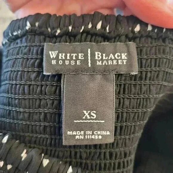 White House Black Market Women's Black & White Geometric Print Poly Georgette Li - Picture 9 of 9